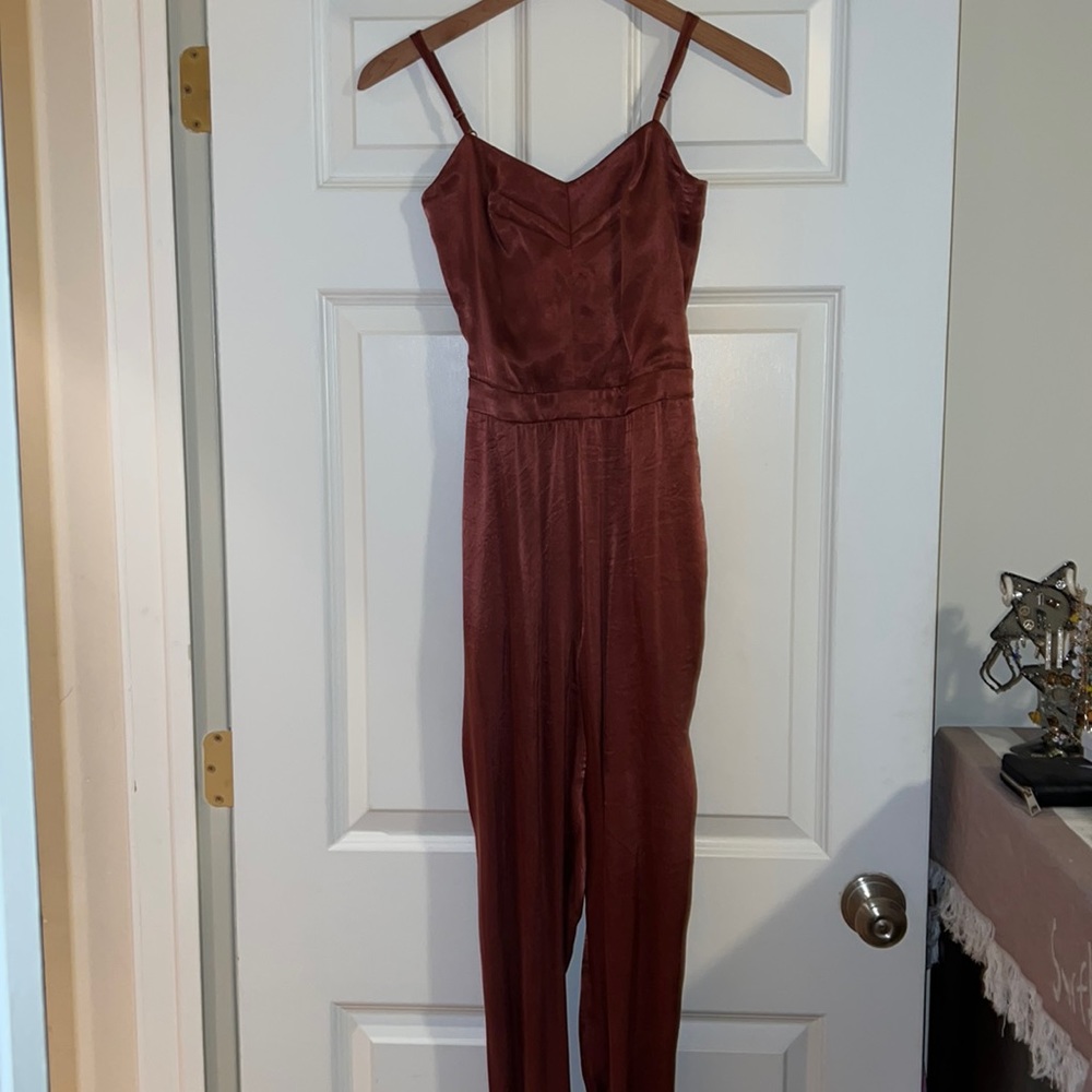 Burgundy Satin Jumpsuit